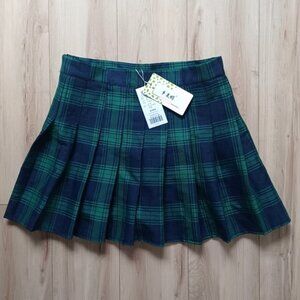 Xiang Meimei Anime School Girl Cosplay Plaid Pleated Mini Skirt/Skort Blue Green